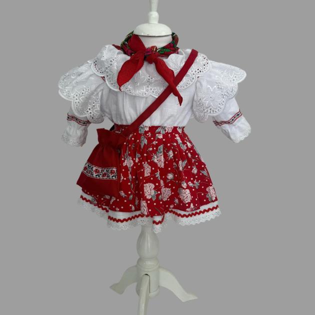 Rochiță cu Motive Românești - Flori Albe